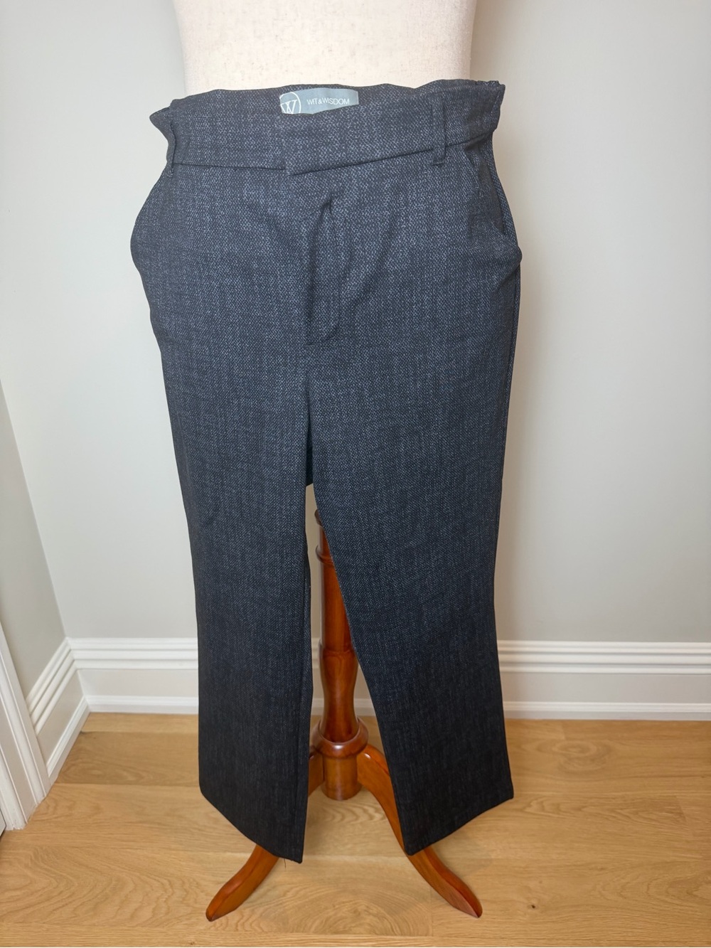 Wit and Wisdom Grey and Black Stretch Speckled Straight-Leg Trousers